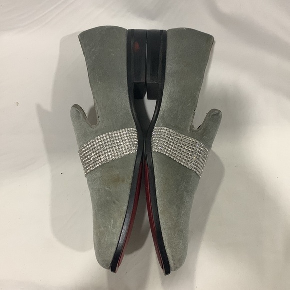 AFTER MIDNIGHT Velvet Silver Crystal Loafers - Picture 3 of 8